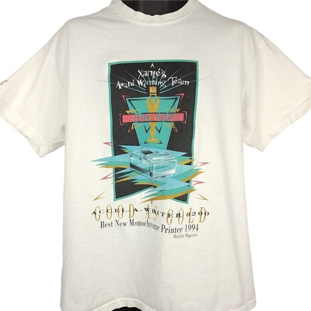 Accel A Writer 8200 T Shirt Vintage 90s Monochrome Printer Xante Made In USA Men